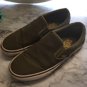 olive vans slip ons